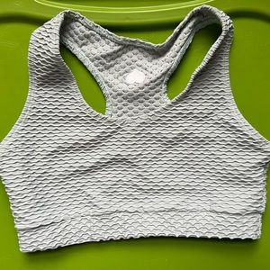 Croco skin scoop neck top: frost